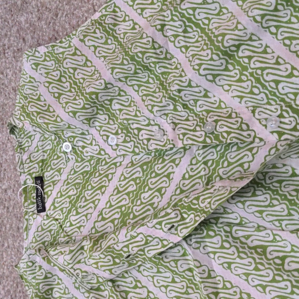 Batik Melati cinch waist sleeveless button jumpsuit olive green - Picture 4 of 16